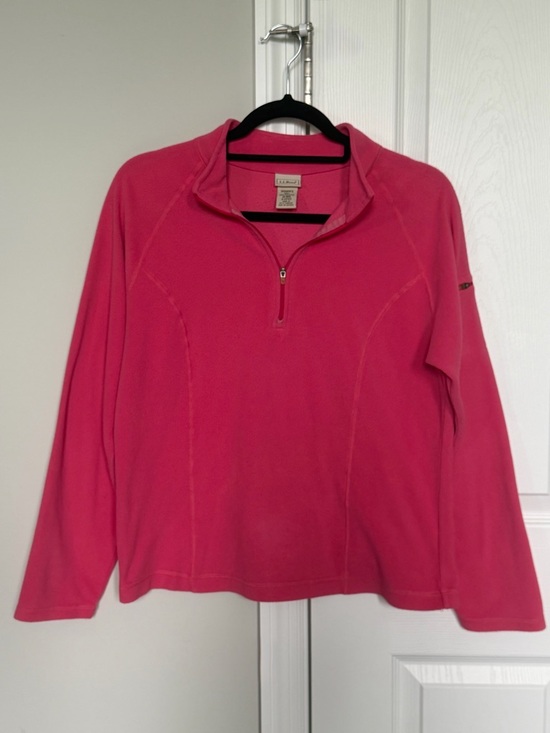 LL BEAN Pink Fleece Pullover Cozy Core Quarter-Zip Women’s Size Medium - Picture 6 of 14